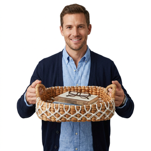 BATARA L Natural Water Hyacinth Storage <b>Basket</b> Handmade Woven Organizer <b>Basket</b> <b>With</b> <b>Lid</b> Eco Friendly Home Decor Laundry <b>Basket</b> - Product Image 3