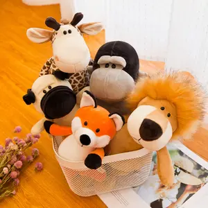 Wholesale Stuffed Jungle Safari Zoo Animals Plush Toy Claw Machine Wedding Throw Gift Dolls Forest Bear Tiger Lion Toys