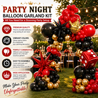 Kit d'arche de ballons en aluminium Poker Dice, thème casino, rouge, noir, or, ballons couronne pour la décoration de fête d'anniversaire pour adultes