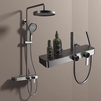Ensemble de douche haut de gamme de luxe léger avec grande capacité de rangement, pour salle de bain domestique, à montage mural, avec jets pluie, cascade et pressurisés, et fonction massage