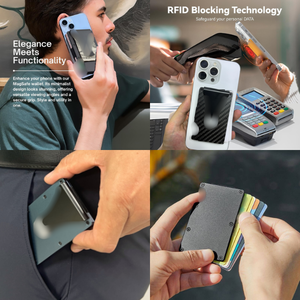 Nuovo sottile metallo Id magnetico porta carte portafoglio MagSafe fermasoldi per gli affari con 6-12 carte di capacità in lega di alluminio materiale - Product Image 6