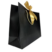 Sac de shopping pliable en papier kraft noir, biodégradable, écologique, durable, résistant à l'humidité, pour vêtements et bijoux