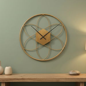 Reloj de Pared Redondo Moderno Chapado en Oro, Diseño Geométrico Abstracto, Cuarzo Analógico Silencioso, Decoración para Sala de Estar - Product Image 5