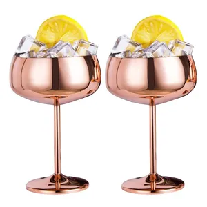 Ensemble de 2 verres à Champagne Vintage en acier inoxydable, Coupe Cocktail, verres à Martini