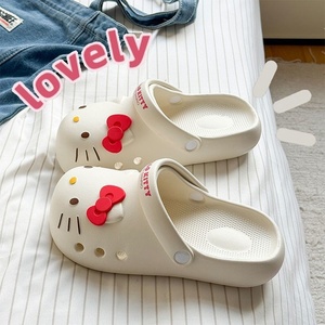 Chaussures Crocs à motif chat pour femme et enfant, d'été, pour l'extérieur et la plage, en EVA, désodorisantes, à semelle épaisse, à bout fermé, respirantes et imperméables - Product Image 1