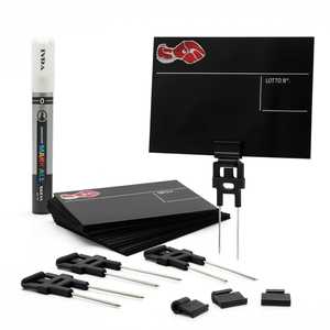 Kit d'étiquettes de prix en PVC avec supports et marqueurs pour comptoir de boucher, 25 étiquettes noires, utilisation en charcuterie - Product Image 1
