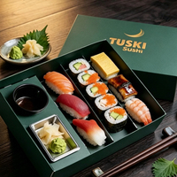 Boîte cadeau à sushi en carton écologique personnalisée avec séparateur, boîte d'emballage alimentaire de qualité supérieure pour emporter, impression de marque