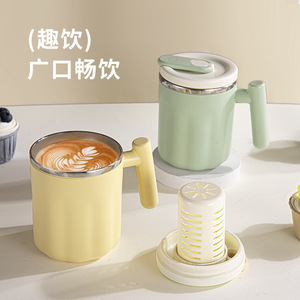 Stainless Steel Mug With Lid Wide Mouth Insulated For Coffee Milk Breakfast Office Student Use 304 Material - Product Image 1