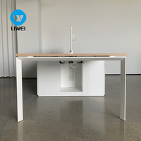 LIWEI Bureau de travail moderne personnalisé pour 2/4/6 personnes, poste de travail modulaire avec cloison, matériau en bois de niveau E0, mobilier commercial