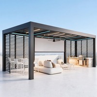 Pergola en aluminium robuste, toit à lamelles motorisé à commande à distance, parasol pour restaurant, terrasse