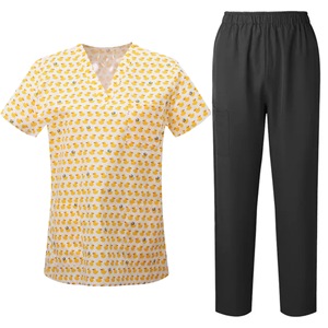 Unisex Scrub Set V-Neck Short Sleeve Printed Moisture Wicking Cotton Hospital Uniforms <b>S</b> XXL - Product Image 4