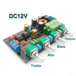 Dual AD827 / OPA2604 Automotive Preamp Board Audio ACC DC12V Treble Bass Equalizer Pre amplifier Tone Control Preamplifier