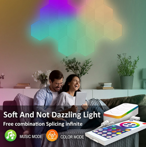 Lámpara de Pared RGB Moderna, Paneles de Luz Hexagonales Inteligentes para el Mercado Italiano, Decoración para Sala de Estar y TV con Control por Voz - Product Image 5