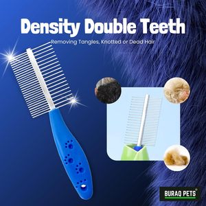 Peigne de toilettage double face pour chats et chiens, en acier inoxydable, à double denture, pour éliminer les poils lâches, les nœuds et les emmêlements - Product Image 6