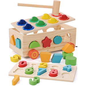Cubo de Madera para Clasificar Formas con Rompecabezas de Números y Juguete de Actividades con Martillo para Niños Pequeños, Regalo Educativo de Aprendizaje Temprano para Niños - Product Image 3