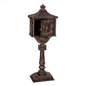 Buzón de Jardín de Aluminio Fundido con Puerta de Seguridad, Acceso por Pedestal y Cerradura con Llave de Estilo <span class=keywords><strong>Antiguo</strong></span>, Acabado Negro Frontal - Product Image 2