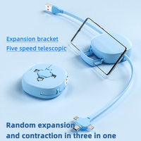 Nouveau Macaron Couleur 5A Charge Super Rapide 3 en 1 Câble de Données Télescopique Caché Câble de Données Portable USB pour Différents Appareils
