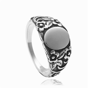 European American Style <b>Titanium</b> Steel Plant Flower <b>Ring</b> Retro Silver Women's Fashion Jewelry Gift Bezel Setting - Product Image 5