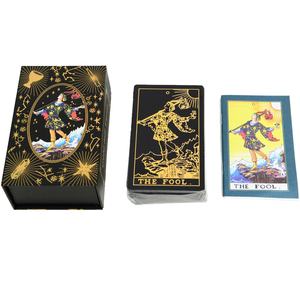 Jeu de cartes de <span class=keywords><strong>tarot</strong></span> classique en plastique doré 12*7 pour débutants, 78 cartes, imperméable, jeu de table avec boîte cadeau colorée - Product Image 5