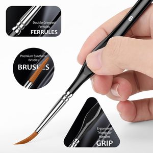 Bview Art Lot de 10 micro-pinceaux en nylon avec poignées triangulaires en bois pour l'artisanat acrylique aquarelle - Product Image 3