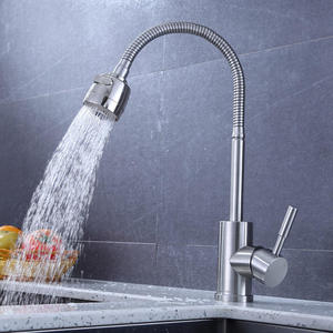304 stainless steel single-hole cold and hot <b>brushed</b> nickel color two-mode outlet 360°universal rotation kitchen faucet - Product Image 2