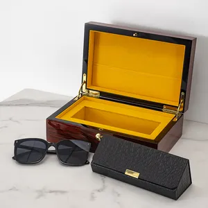 2023Top-ranking Wooden Leather Custom Sunglasses Case Packaging Wallet Key Belt Tie Wooden Watch Box Luxury Wooden Storage Box
