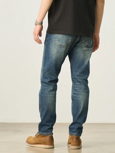 <span class=keywords><strong>Jeans</strong></span> Vintage da <span class=keywords><strong>uomo</strong></span> da 12OZ stile Hip Hop dritto traspirante stile medio-basso tessuto in Denim taglia <span class=keywords><strong>Skinny</strong></span> per tutti - Product Image 5