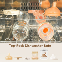 Biberon NICEPAPA avec bouchon à clapet, distributeur de poudre intégré, tétine anti-colique, sans BPA, en verre PPSU, pour les repas nocturnes et les allaitements en déplacement