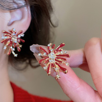 Boucles d'oreilles clous en forme de feu d'artifice, incrustées de diamants, avec goutte d'huile et aiguille en argent, exquises, élégantes, à la mode, pour femmes, vente en gros d'usine