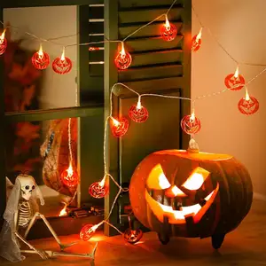 Halloween bí ngô chuỗi đèn Pin hoạt động 1.5m10led cam bí ngô Cổ Tích ánh sáng trong nhà ngoài trời cho Halloween trang trí