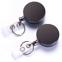 Portacredenciales Retráctil de Metal Gris de 4 cm con Soporte Vertical para Tarjeta de Identificación y Cable Retráctil para Tarjetas de Crédito