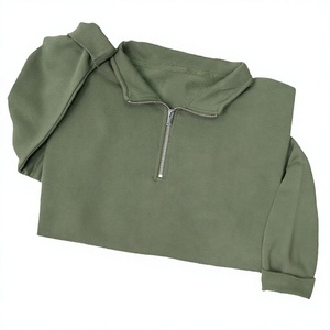 Sudadera con capucha para mujer OEM, 100% algodón, corte holgado, peso pesado, transpirable, cuello alto, con cremallera, diseño bordado, para invierno - Product Image 3