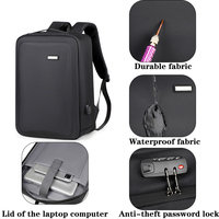 Sac à dos pour ordinateur portable antivol Verrouillage par mot de passe Port de charge USB Fermeture à glissière Compartiment étanche pour ordinateur portable Logo personnalisé Bureau