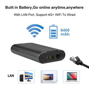 2 * TS9 ăng ten Port kuwfi 4G + Túi wifi thiết bị 6400mAh pin Sim thẻ Lan 1200Mbps Mini Di động 4G Cat6 Router với đèn pin - Product Image 2