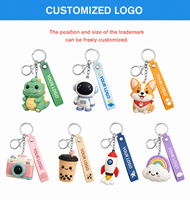 Porte-clés 3D personnalisé en PVC, figurine de dessin animé mignonne avec dragonne en silicone pour cadeaux promotionnels et image de marque d'entreprise