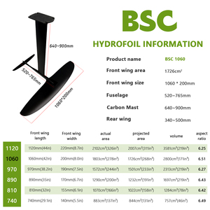 Tabla de surf con ala de aluminio y carbono BSC 1060, aleta Efoil, kitesurf, tabla de surf electrónica, foil para juegos acuáticos, surf con remo, hydrofoil - Product Image 2