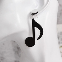 Personnalité Cool Asymétrique Notes de Musique Boucles D'oreilles Noir Belle Acrylique Longues Boucles D'oreilles Femmes Accessoires Bijoux