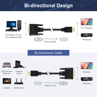 Cable HDMI a DVI de Fábrica al por Mayor, Chapado en Oro, 1080P, Plug and Play para Laptop, PC y Monitor