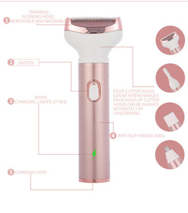 เครื่องโกนขนสำหรับผู้หญิงแบบ4 in 1เครื่องโกนขนสำหรับผู้หญิงเครื่องโกนขนแบบไม่เจ็บบริเวณใบหน้าที่โกนขนขอบปากขาหนีบจมูกคิ้ว - Product Image 3