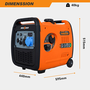 Générateur HWASDAN, 4000W, super silencieux, double carburant, moteur portable avec démarrage à distance/électrique, utilisation domestique et camping - Product Image 3