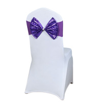 Bandes de chaise extensibles sans nœuds en polyester à sequins pour mariages, hôtels, banquets et événements