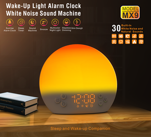 Thiết kế mỏng điện tử bàn Đồng hồ báo thức LCD hiển thị Wake-up ánh sáng mặt trời mọc hiệu ứng 30 được xây dựng trong tiếng ồn Trắng Nhiều Màu ánh sáng ban đêm - Product Image 2