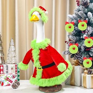 Tenue de Noël pour oie, costume de Père Noël jaune-vert, décoration de porche pour jardin, patio, terrasse, fête - Product Image 2