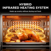Four de comptoir multifonction en acier inoxydable à grande capacité avec contrôle numérique, four grille-pain électrique pour viande grillée et poulet rôti