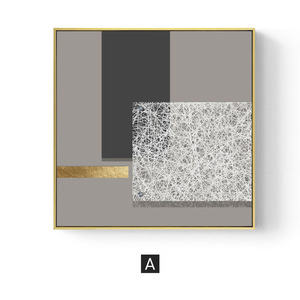 Toile d'art murale géométrique rétro abstraite avec feuille d'or, impressions sur toile, affiches carrées, tableaux muraux pour salon, décoration moderne nordique - Product Image 6