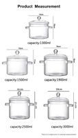 Olla de Cocina de Vidrio Borosilicato Transparente, Tamaño Grande, Popular, Apta para Estufa, con Doble Asa, Apta para Lavavajillas, Diseño Moderno