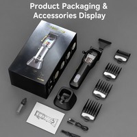 Cortapelos con motor magnético de 11000 RPM, cuchilla DLC, pantalla LED, recargable por USB tipo C, para salón y barbería, ajustable, con recordatorio de aceite