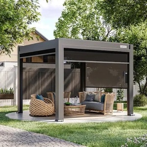 Pérgola de Aluminio Gris Oscuro con Techo de Láminas Ajustables, Impermeable, para Patio Exterior, Jardín, Modelo LC07 - Product Image 3