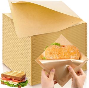 Sacs en papier kraft brun biodégradables écologiques avec design de luxe imprimé à l'écran pour les hamburgers, les sandwichs, les beignets et plus encore - Product Image 1