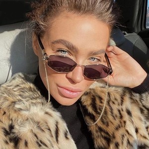 À la mode Vintage hexagonal avec <span class=keywords><strong>chaîne</strong></span> collier <span class=keywords><strong>lunettes</strong></span> de soleil 2024 petit cadre concepteur <span class=keywords><strong>lunettes</strong></span> de soleil marque de luxe nuances <span class=keywords><strong>lunettes</strong></span> UV400 - Product Image 3